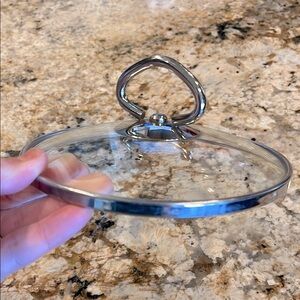 Clear  Silver Rimmed Glass Pot Lid